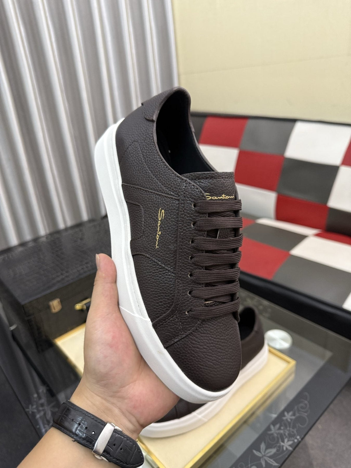 Santoni Textured Low-Top Sneakers — side