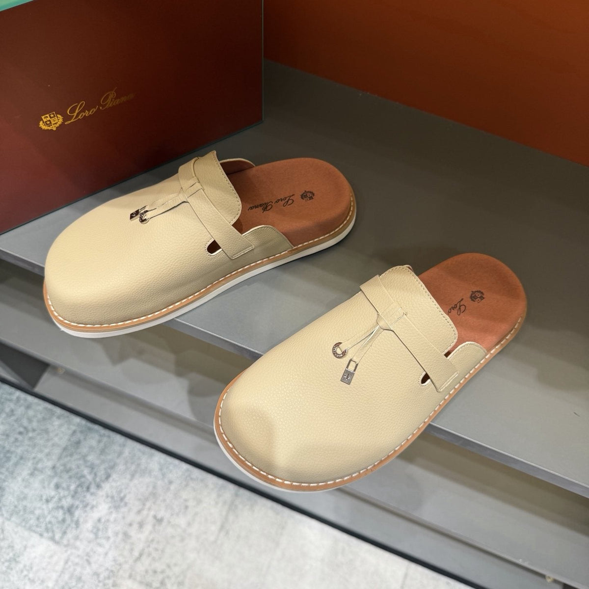 Textured Loafer Mule Shoes — side