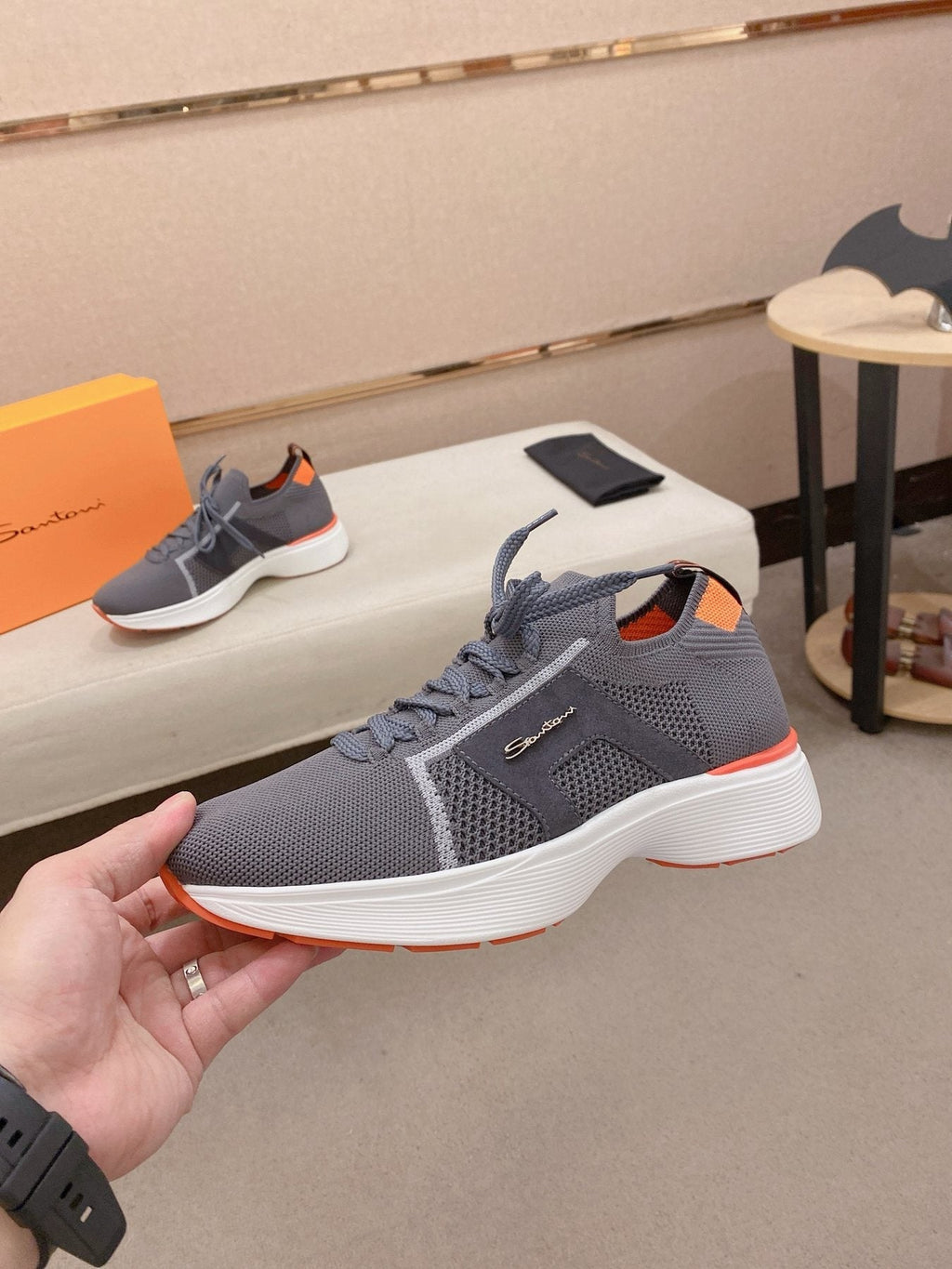 Santoni Knit Panel Sneakers — front