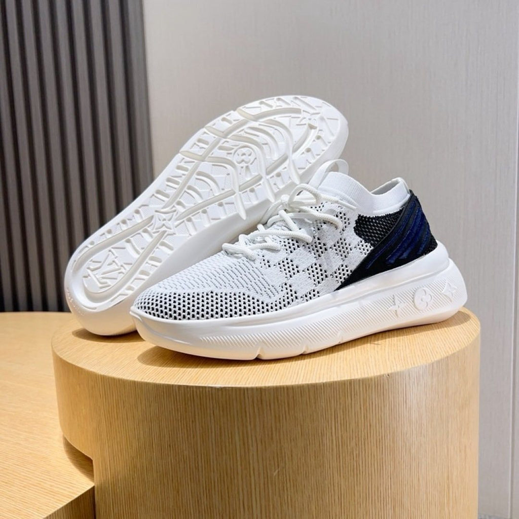 Louis Vuitton Gray Knit Sneakers — side
