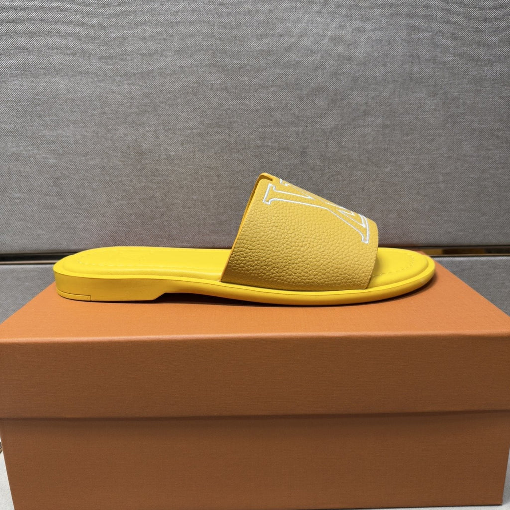 Louis Vuitton Men's Outlined LV Slide Sandals — front
