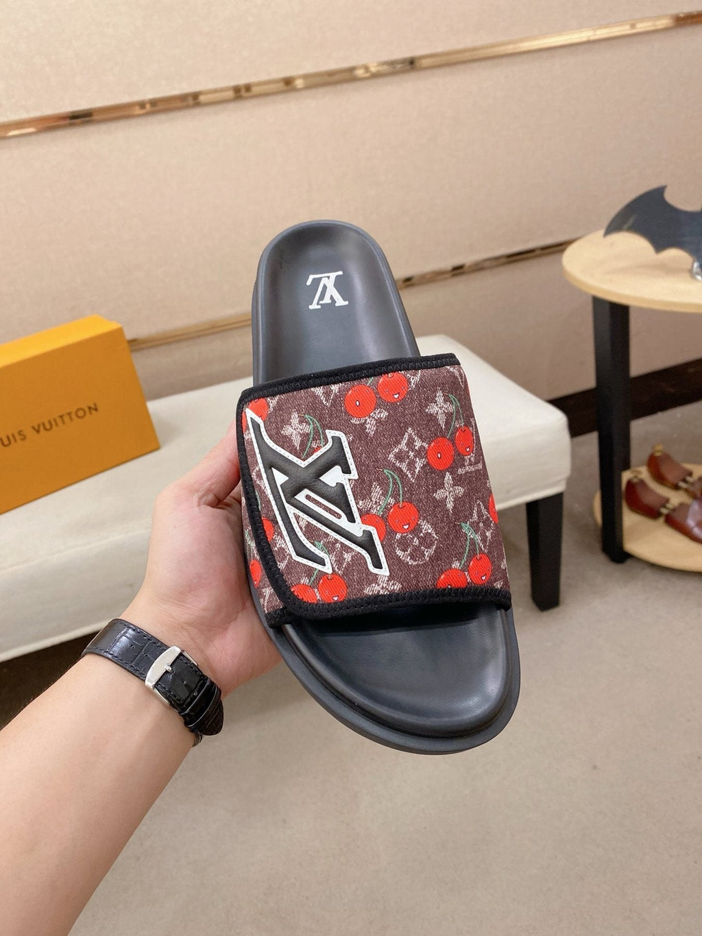 Louis Vuitton Graphic Print Slide Sandals — side
