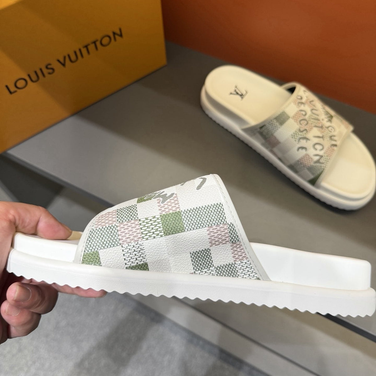 Louis Vuitton Patterned Strap Slides — side