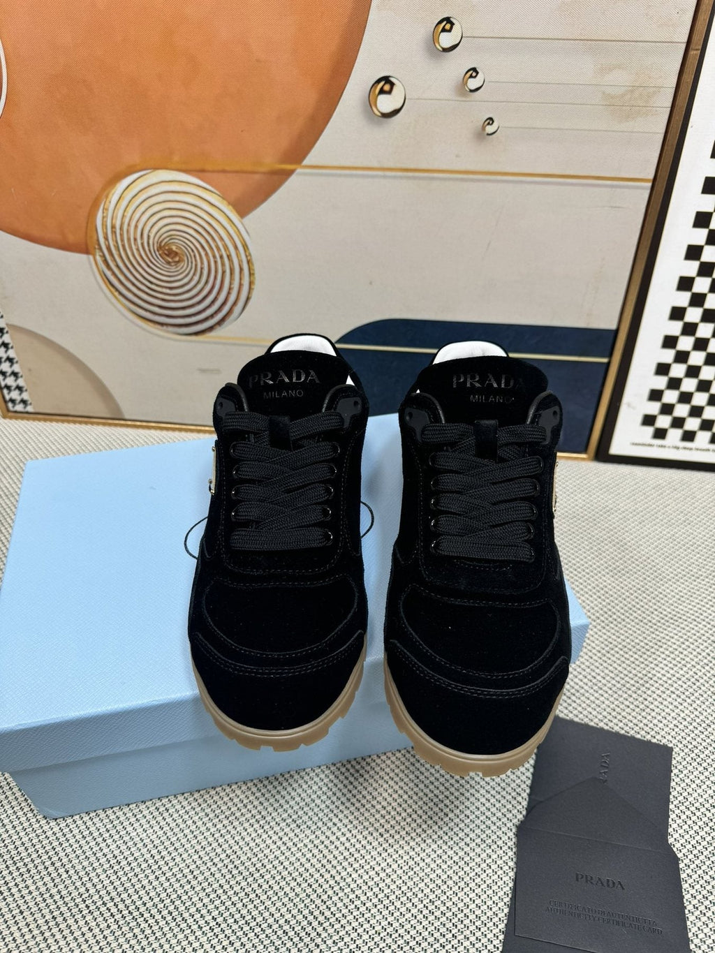 Prada Triangle Logo Low-Top Sneakers — front