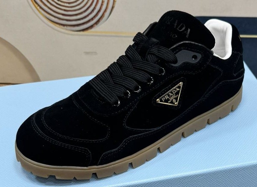 Prada Triangle Logo Low-Top Sneakers — front