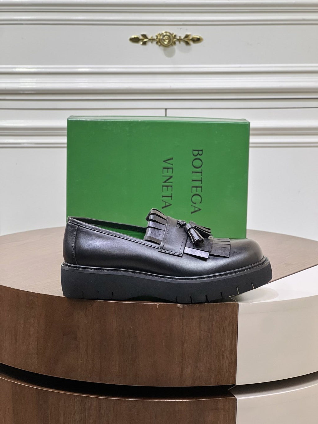 Bottega Veneta Men’s Tassel Lug Sole Loafers — side