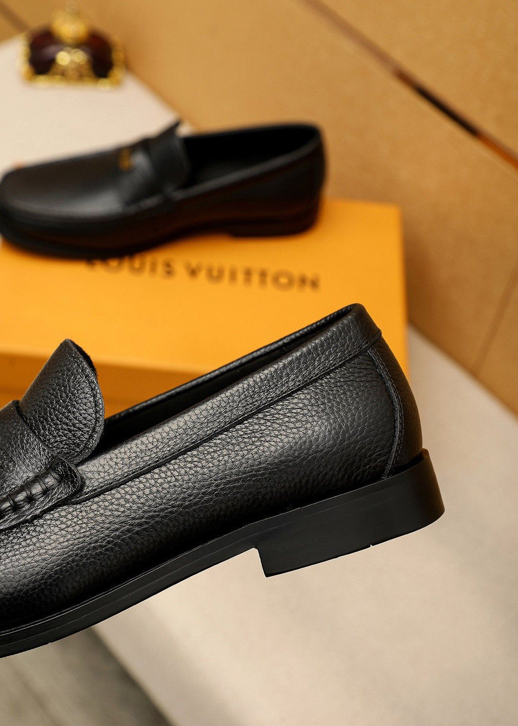 Louis Vuitton Black Leather Hardware Loafers — back