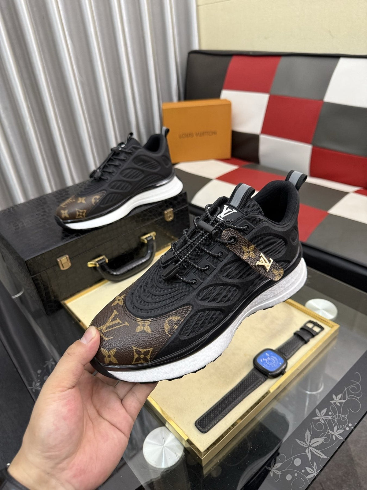 Louis Vuitton Monogram Panel Sneakers — model