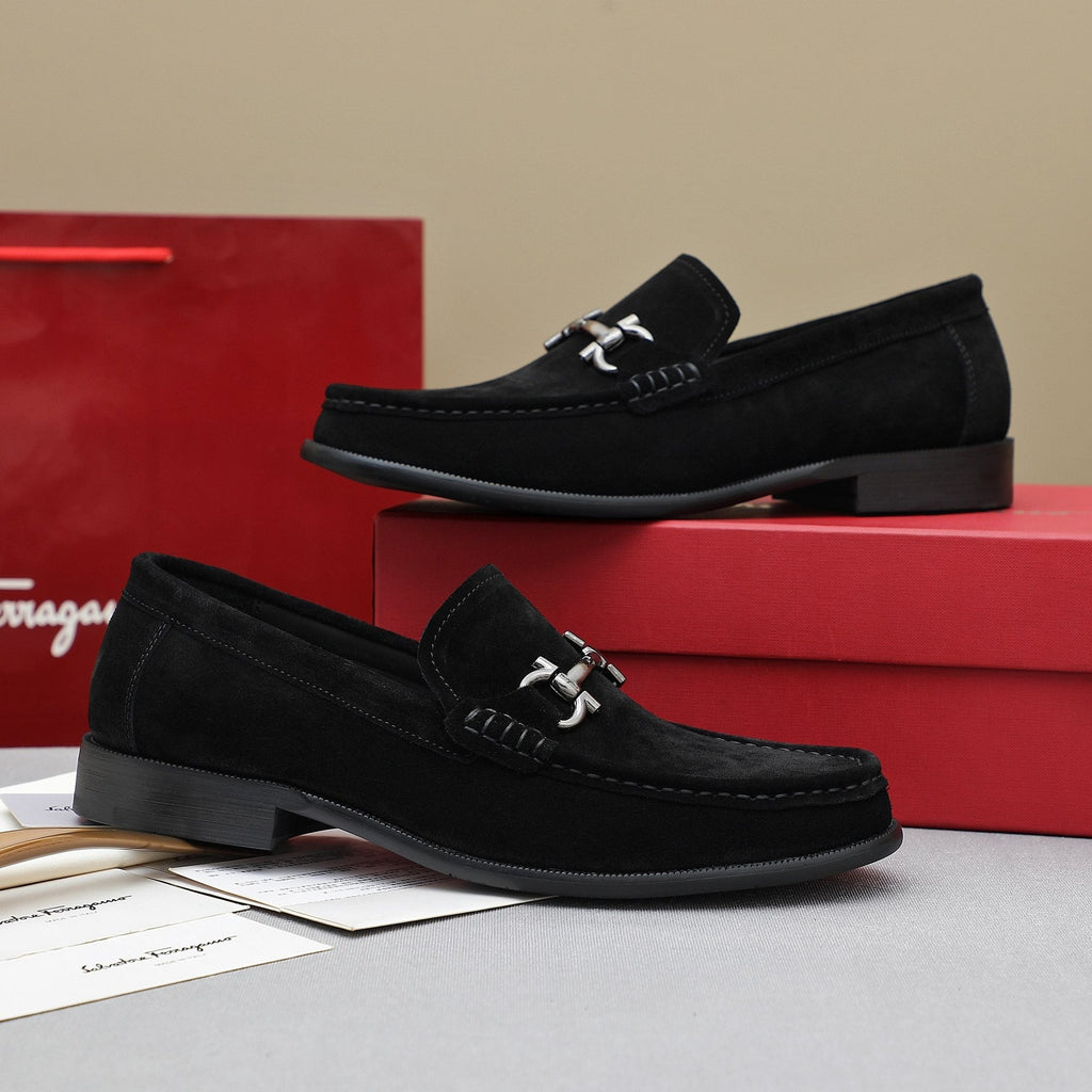 Ferragamo Suede Bit Loafers — hero