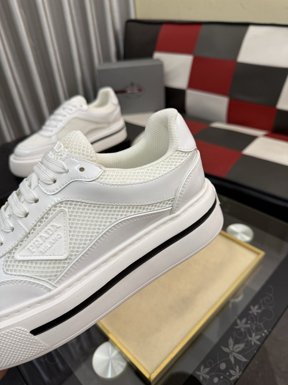 Prada Low-Top Mesh Sneakers — detail