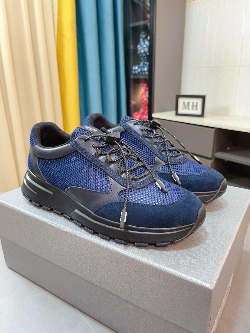 Prada Men's Mesh Lace-Up Sneakers — front
