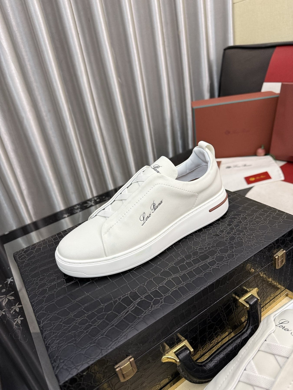 Loro Piana Side-Logo Slip-On Sneakers — front