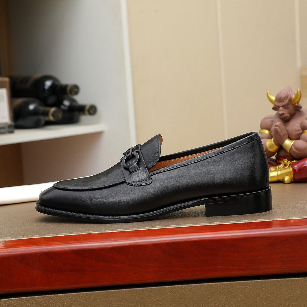 Ferragamo Brown Leather Bit Loafers — side
