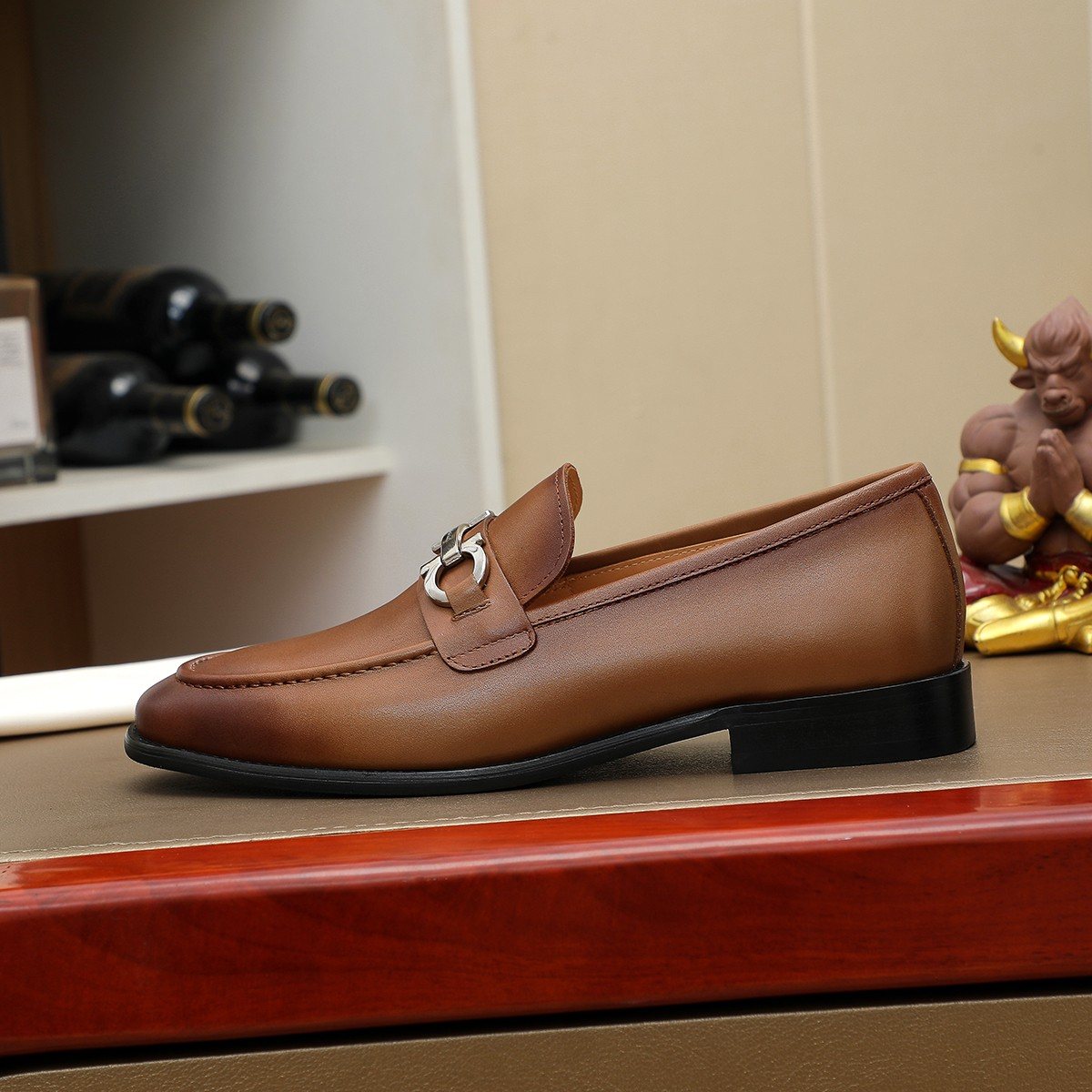 Ferragamo Brown Leather Bit Loafers — side