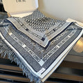 Dior Letter-Pattern Fringed Square Scarf — hero