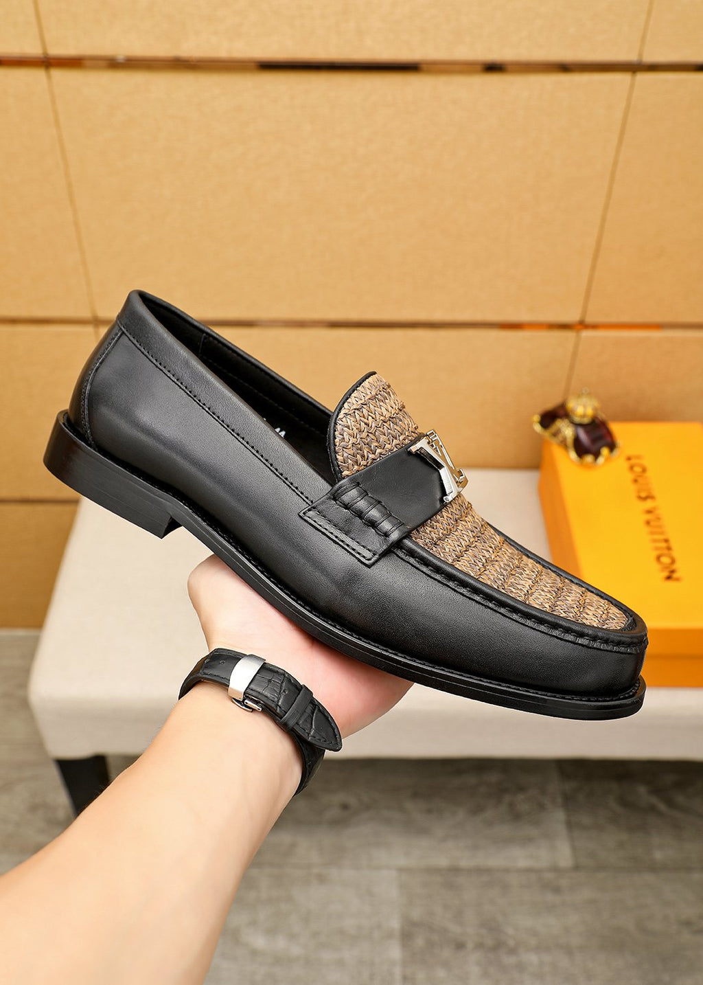 Louis Vuitton Textured Hardware Loafers — side