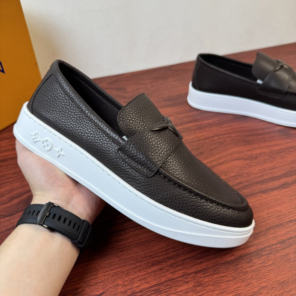 Louis Vuitton White Slip-On Loafers — detail