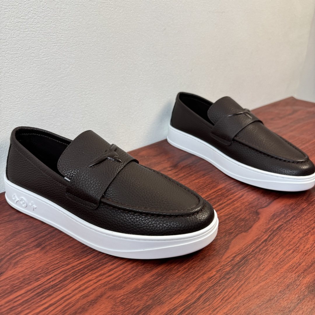 Louis Vuitton White Slip-On Loafers — front