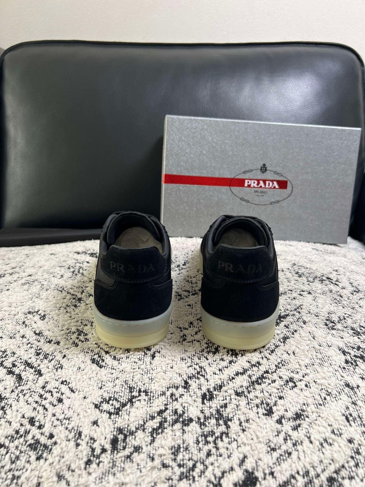 Prada Off-White Beige Low-Top Sneakers — back