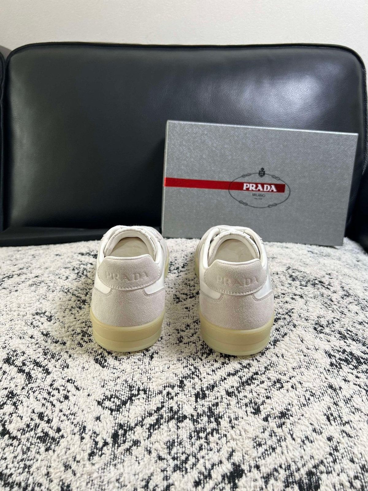 Prada Off-White Beige Low-Top Sneakers — detail