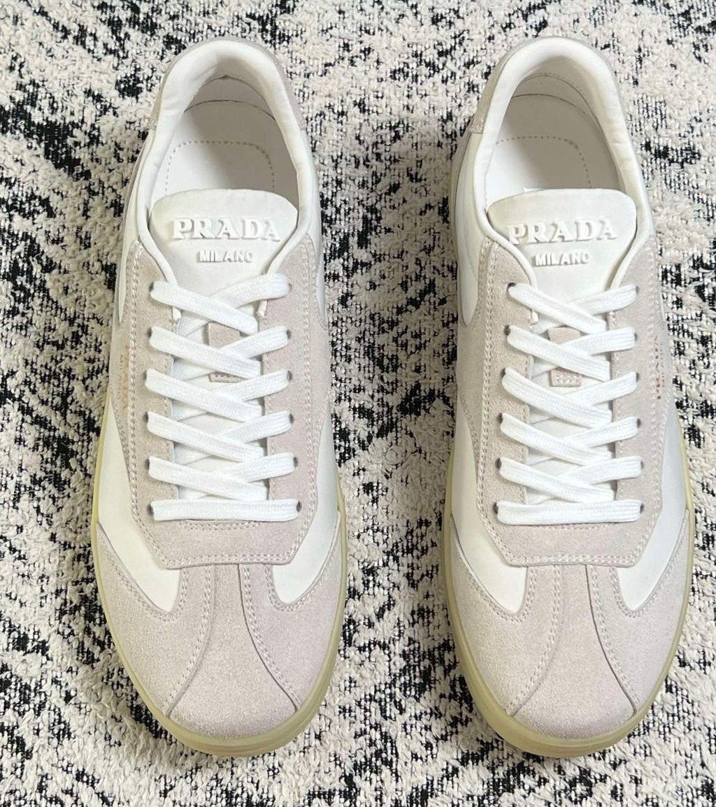 Prada Off-White Beige Low-Top Sneakers — hero