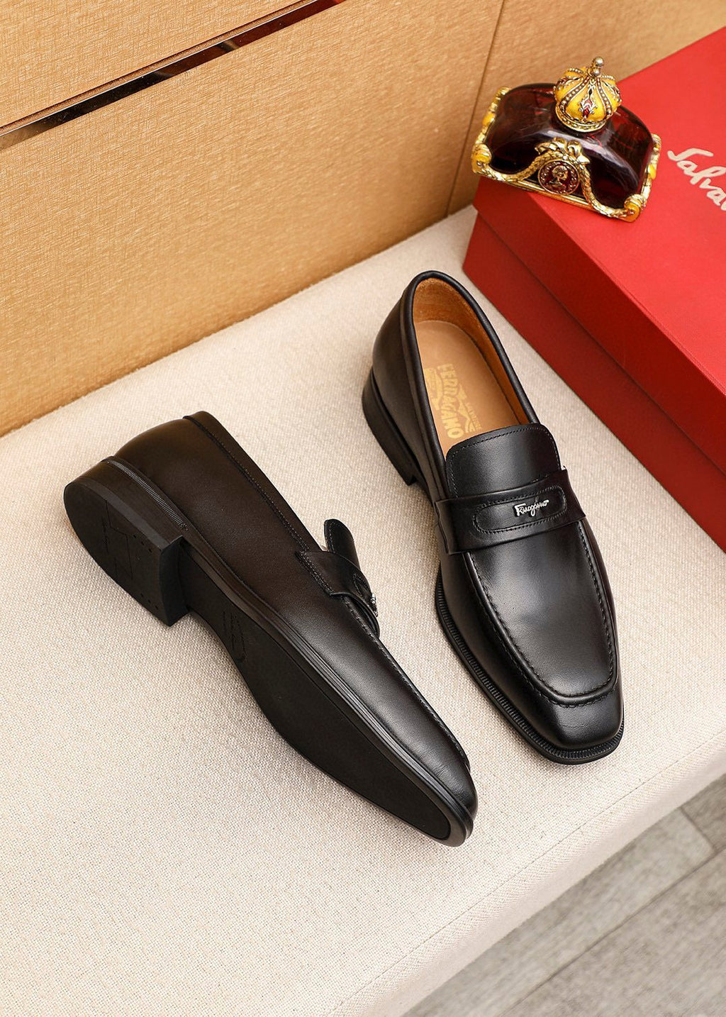 Ferragamo Leather Bit Loafers — front