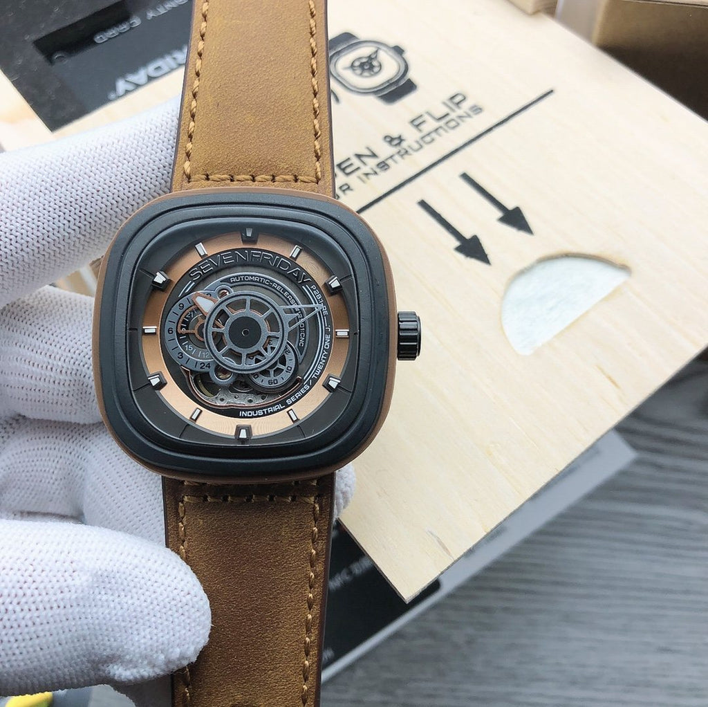 SEVENFRIDAY Bronze Open-Work Dial Watch — front