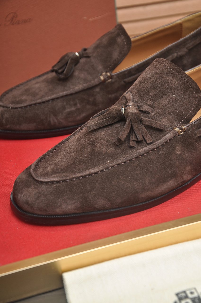 Loro Piana Suede Tassel Loafers — detail