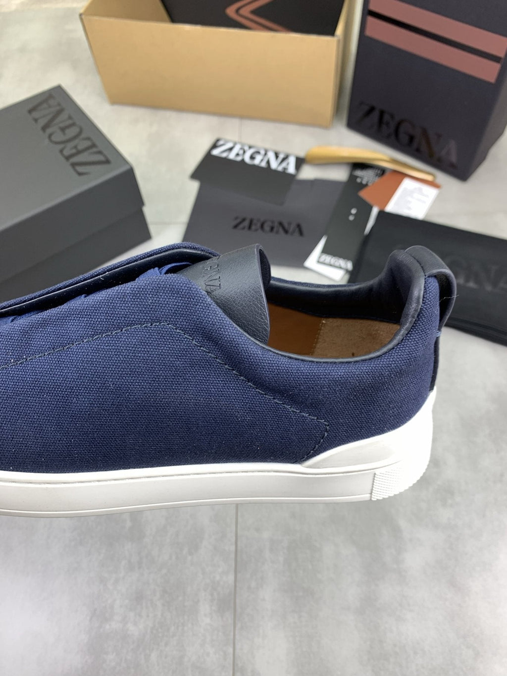 Zegna Triple Stitch Slip-On Sneakers — detail