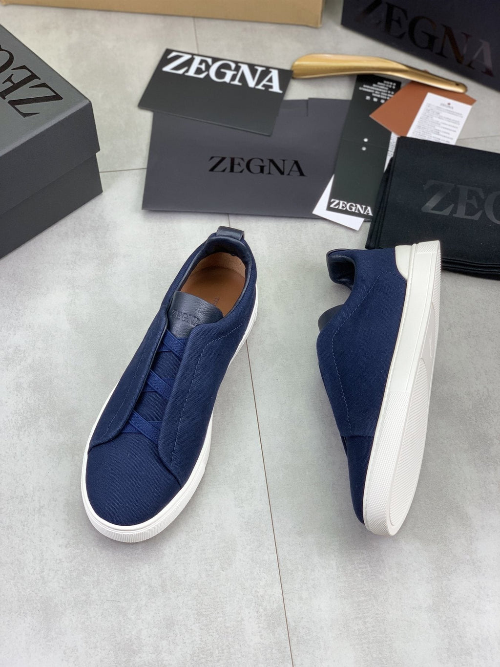Zegna Triple Stitch Slip-On Sneakers — side