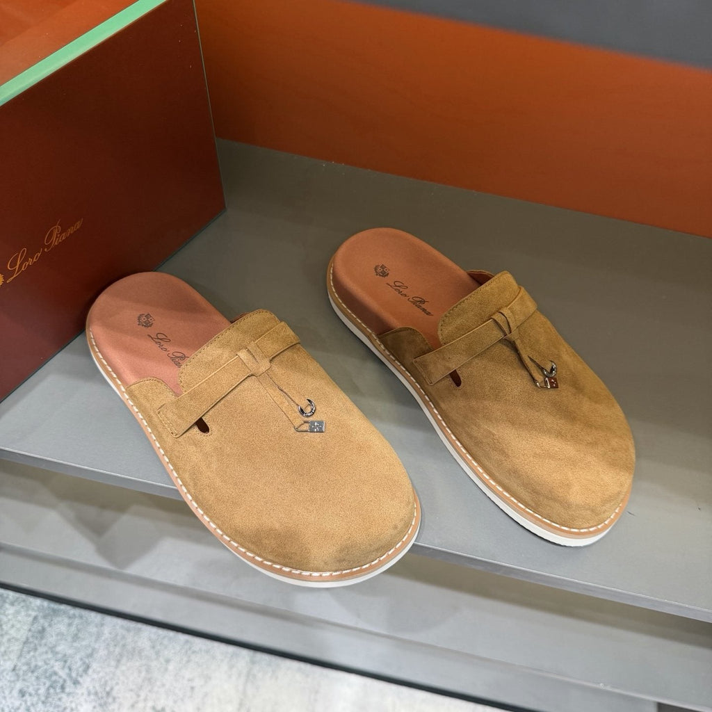 Camel Tan Backless Mule Loafers — front