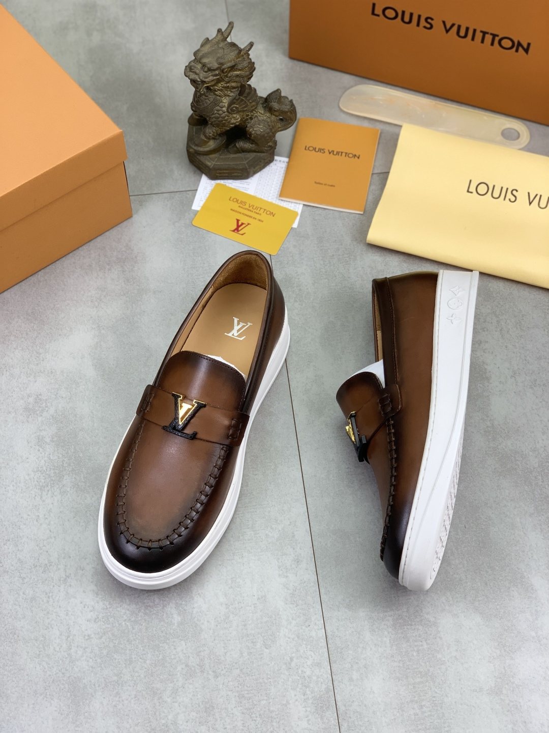 Louis Vuitton Metal Emblem Slip-On Loafers — side
