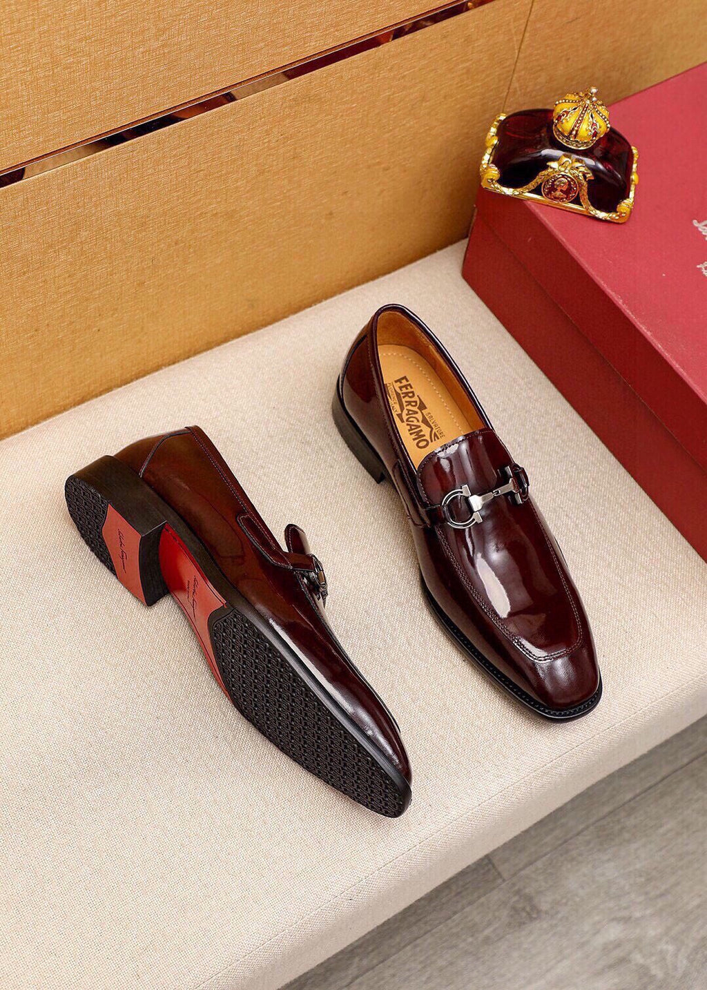Ferragamo Buckle Leather Loafers — side