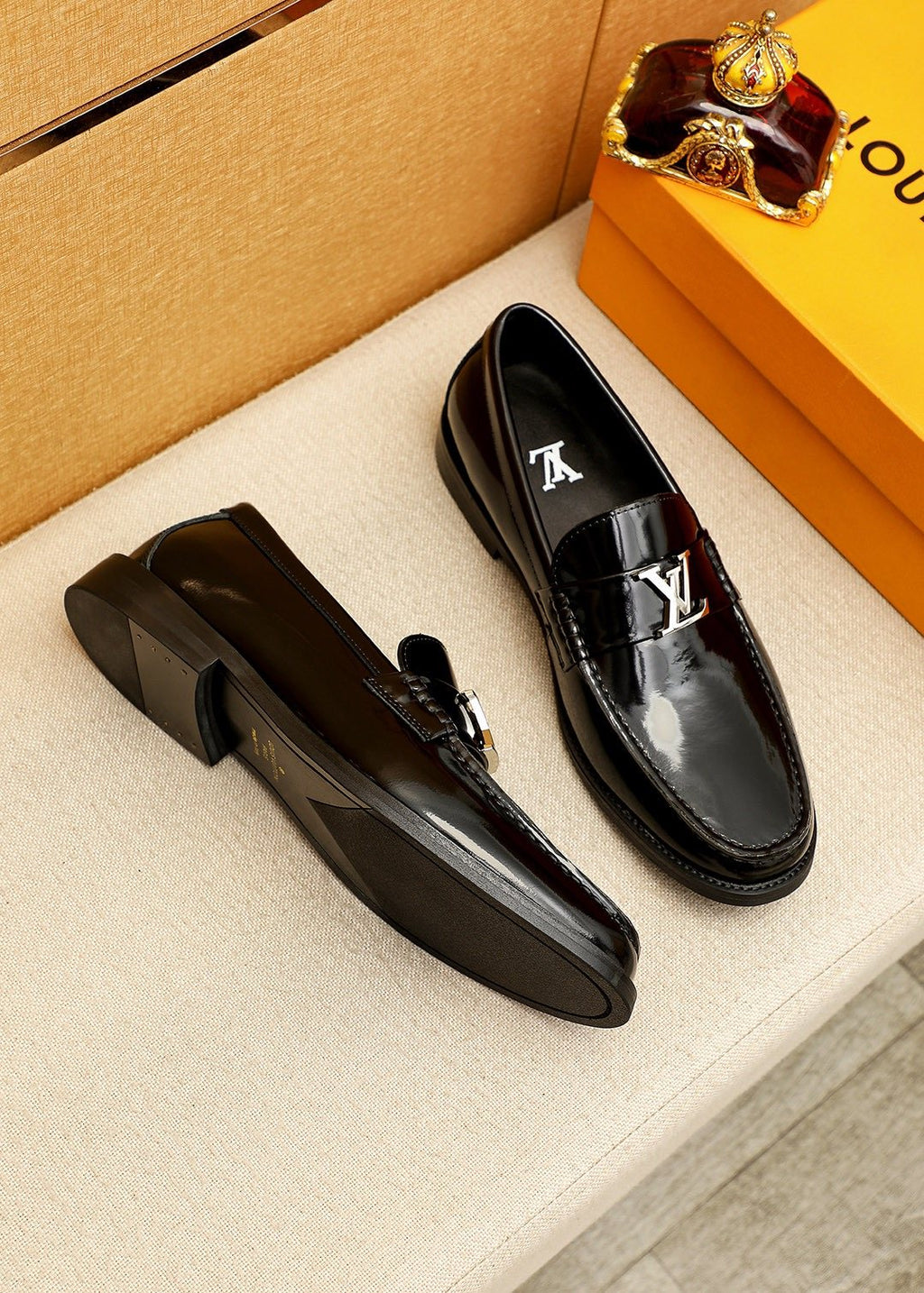 Louis Vuitton Polished Leather Loafers — front