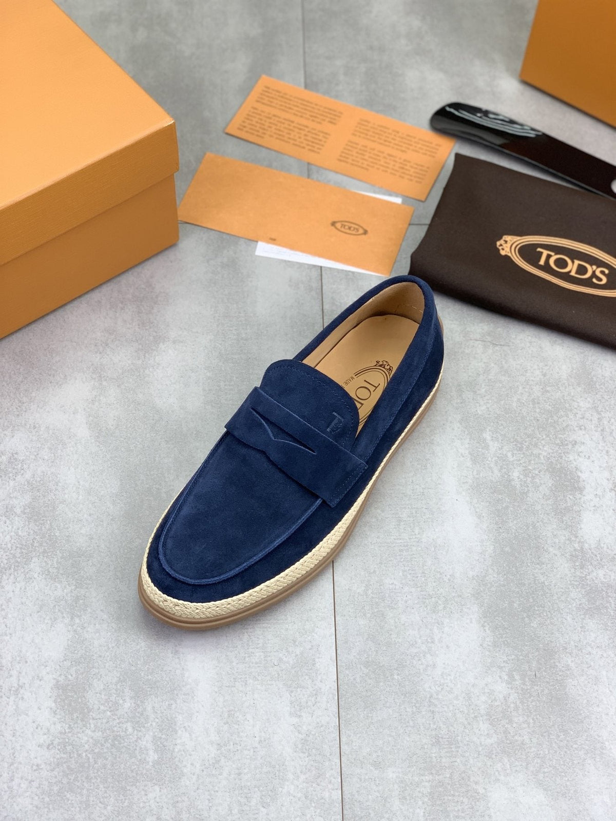 Tod's Raffia-Trim Loafers — front