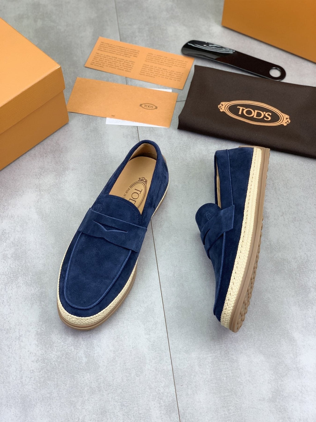 Tod's Raffia-Trim Loafers — side