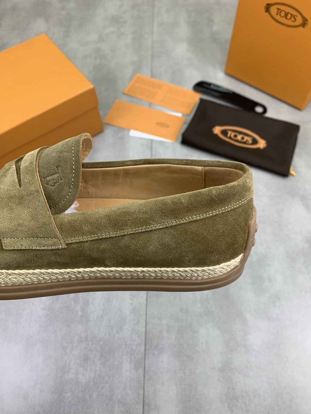 Tod's Raffia-Trim Loafers — side