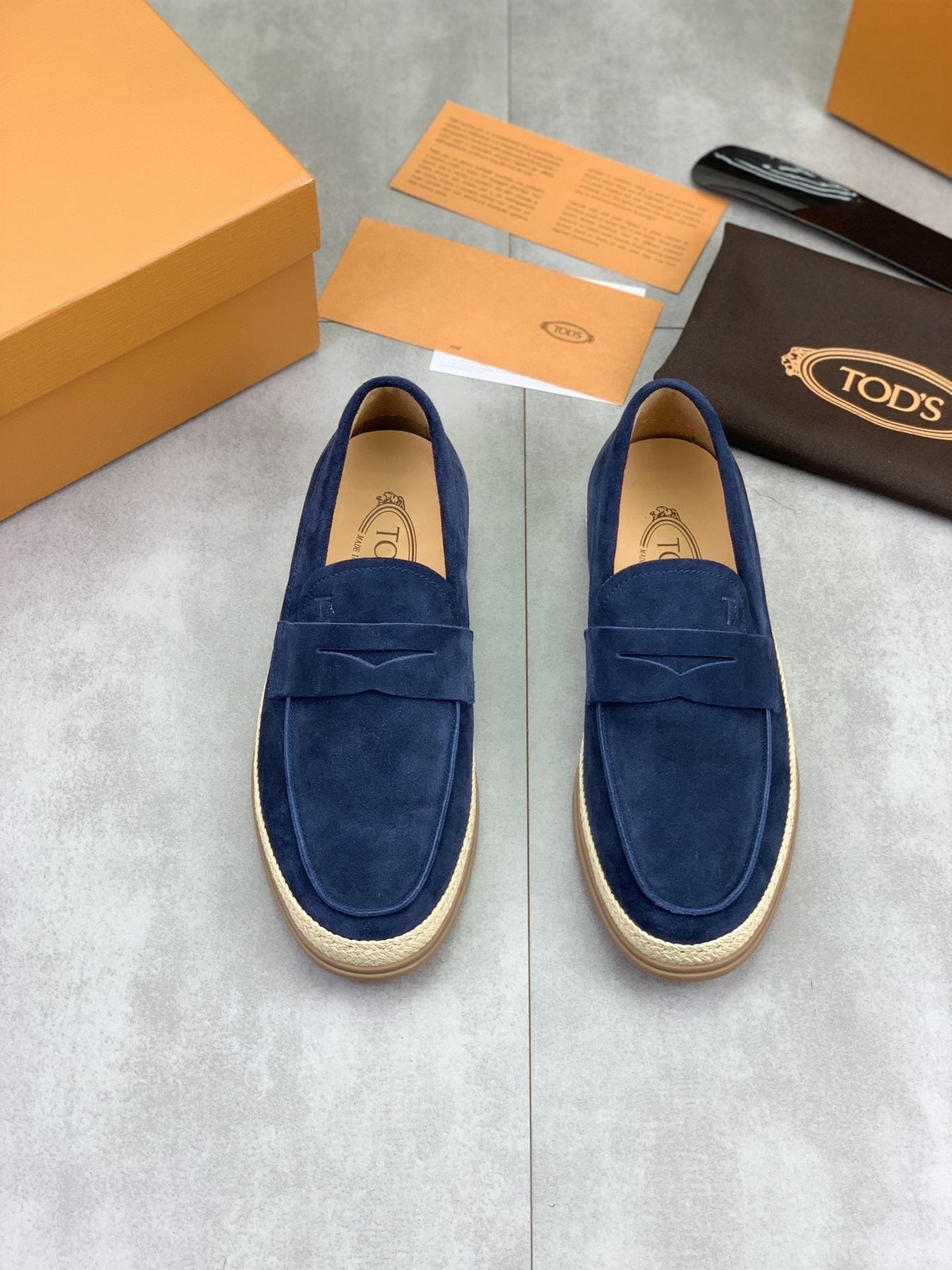 Tod's Raffia-Trim Loafers — front