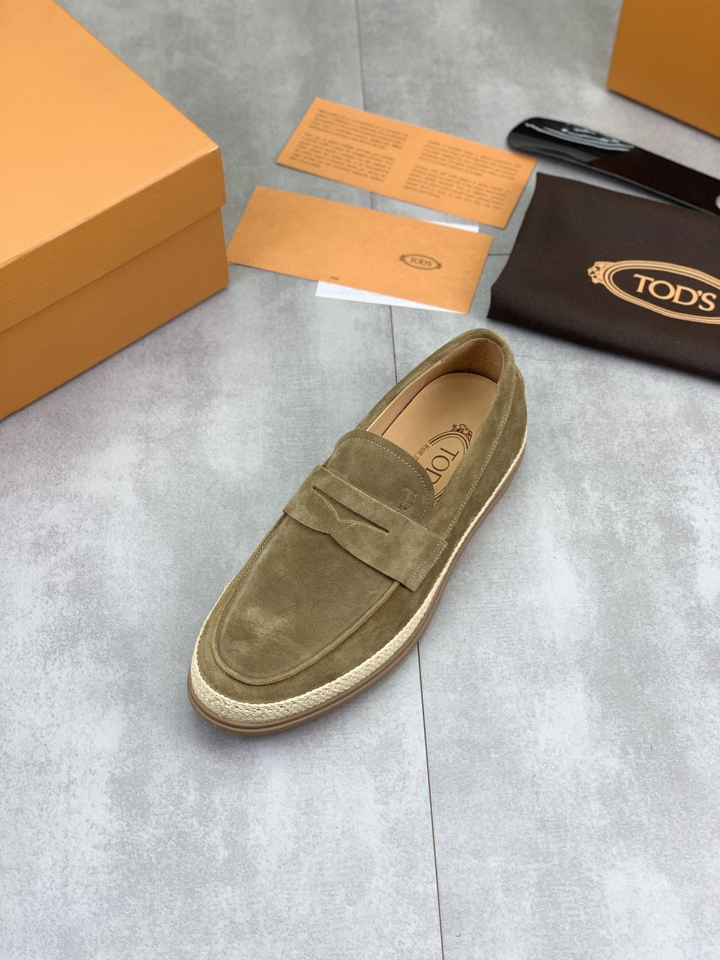 Tod's Raffia-Trim Loafers — front