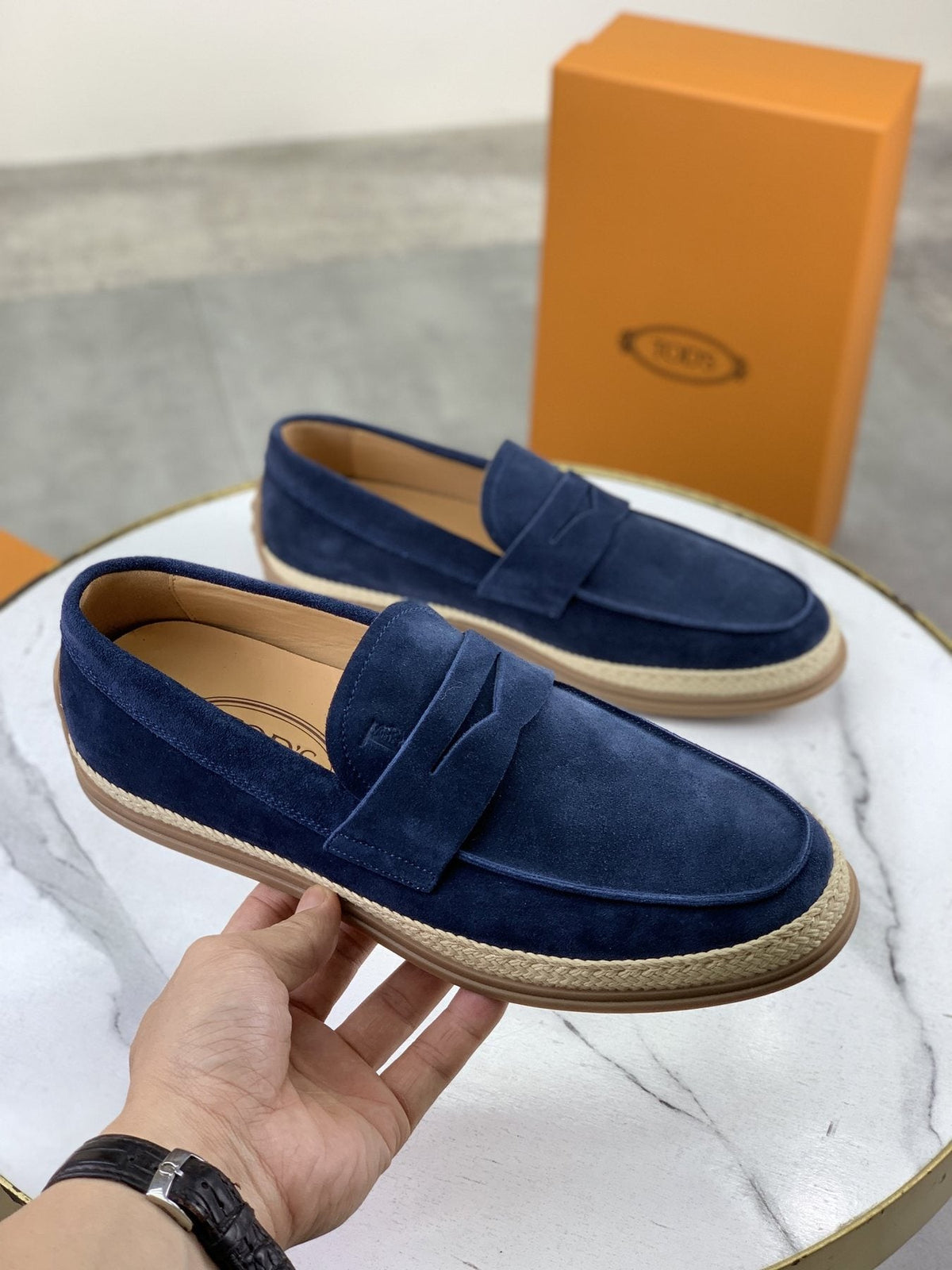 Tod's Raffia-Trim Loafers — model