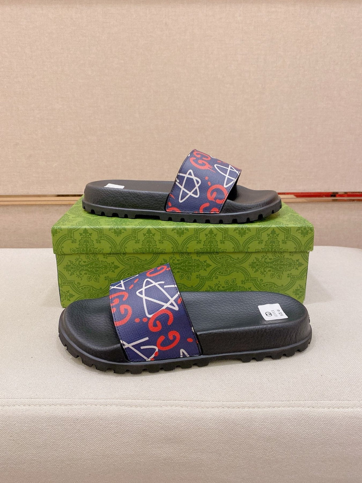 Gucci Graphic Strap Slide Sandals — side