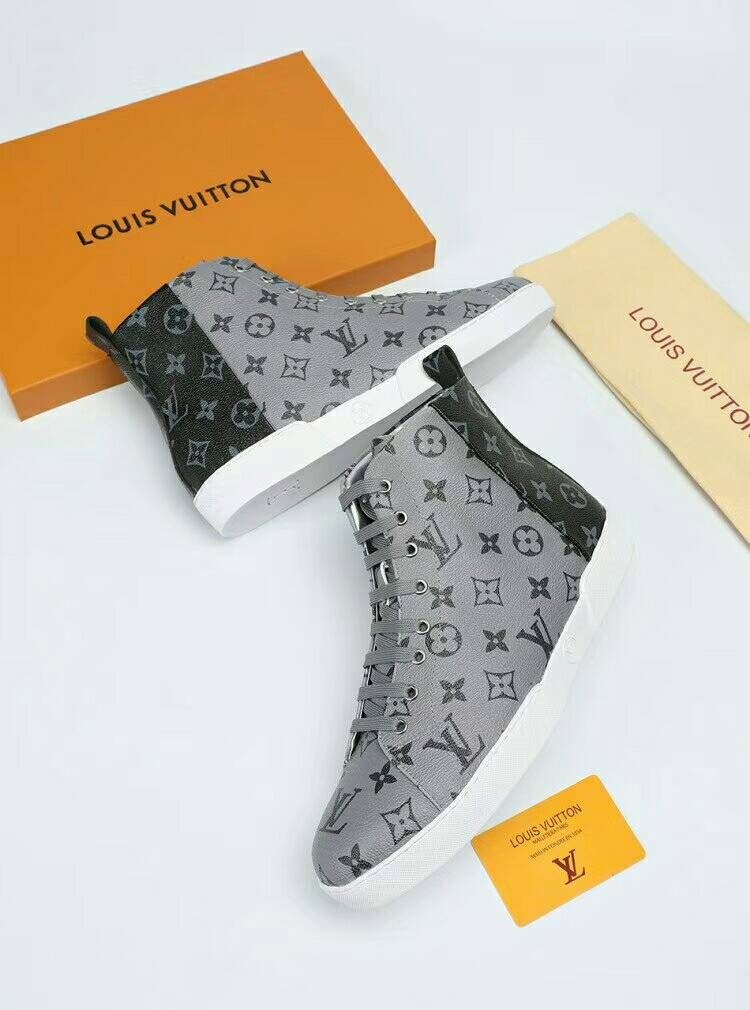 Louis Vuitton Monogram-Pattern High-Top Sneakers — front