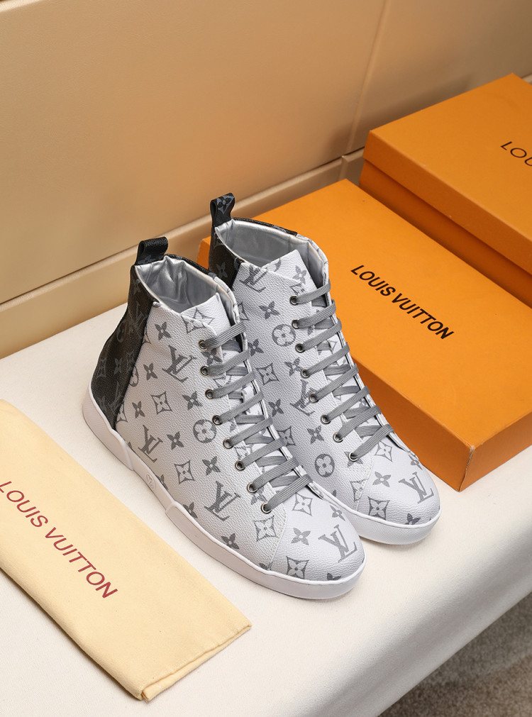 Louis Vuitton Monogram-Pattern High-Top Sneakers — front