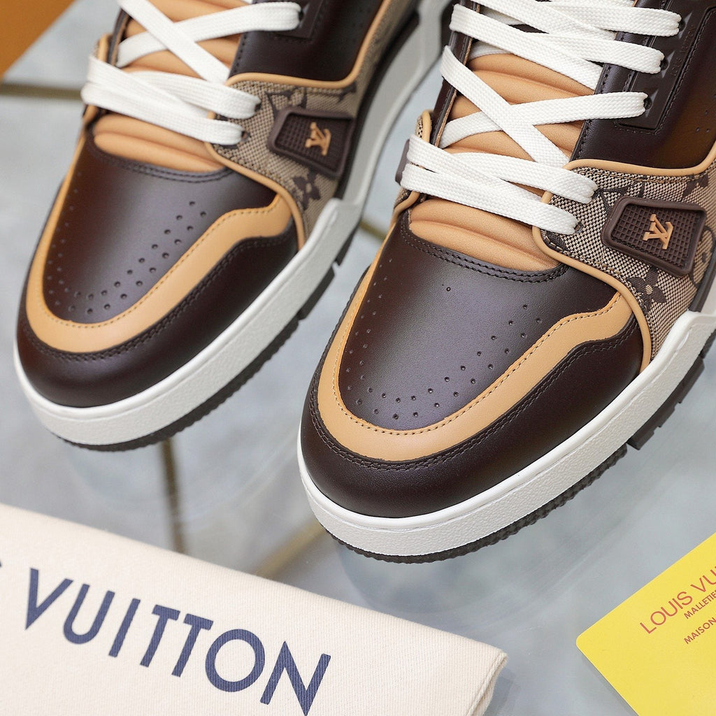 Louis Vuitton Black and White Low-Top Sneakers — side