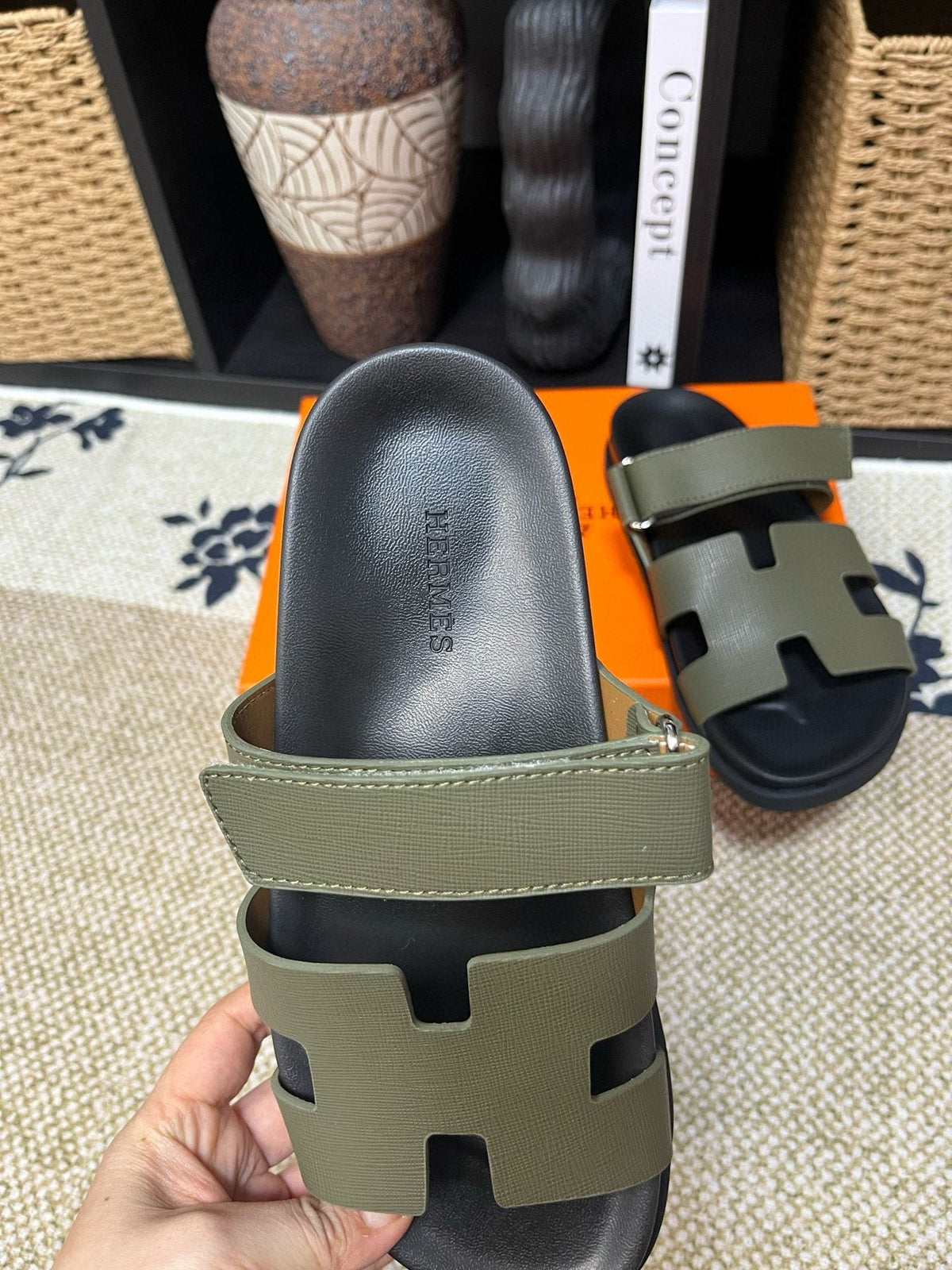 Hermes Cutout Slide Sandals — detail