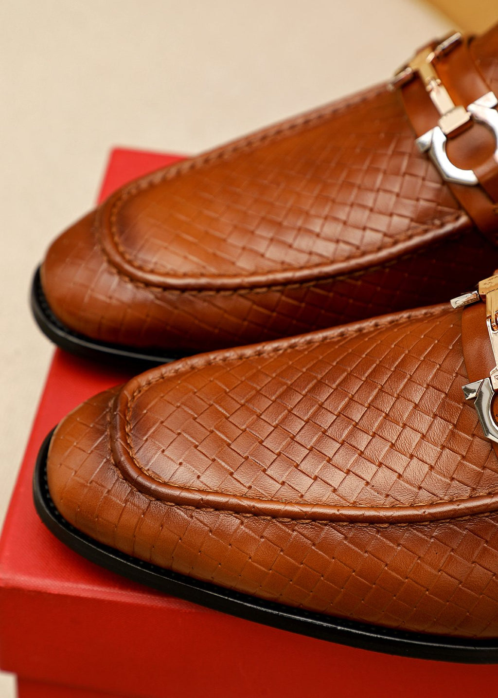 Salvatore Ferragamo Textured Buckle Loafers — detail