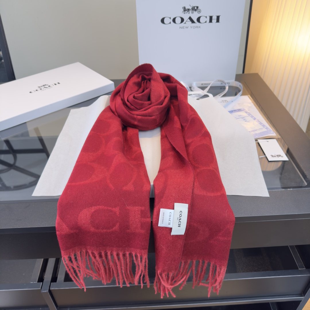 Coach Reversible Monogram Fringed Scarf — side