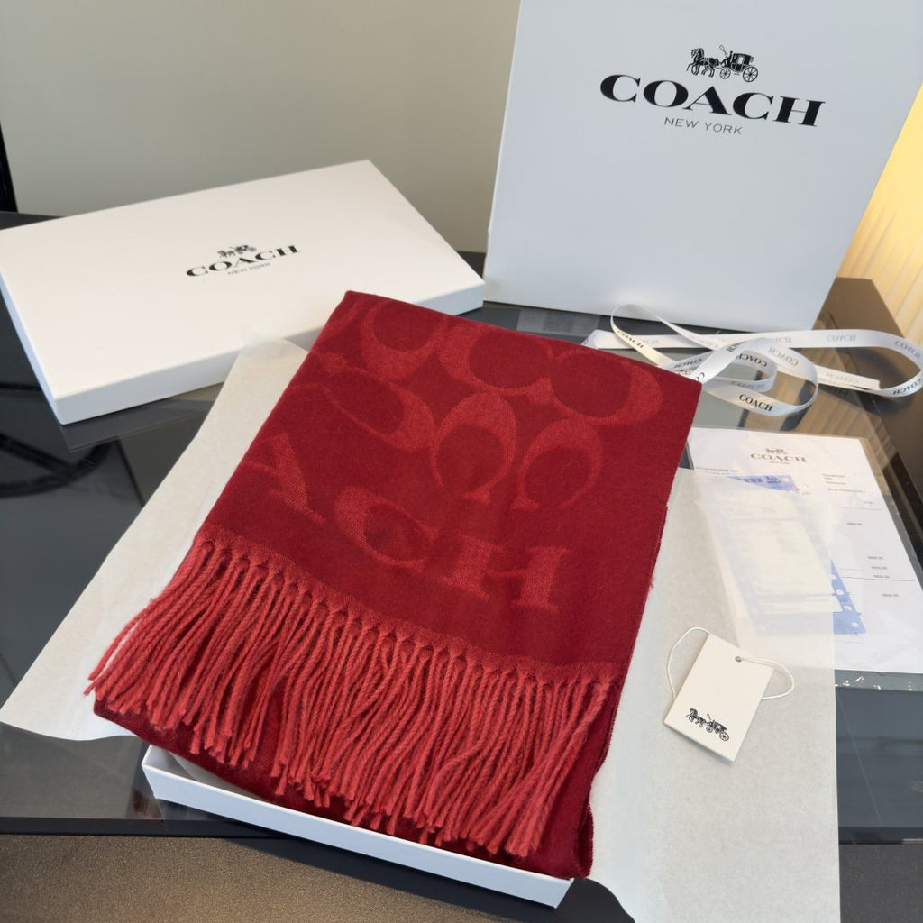 Coach Reversible Monogram Fringed Scarf — side