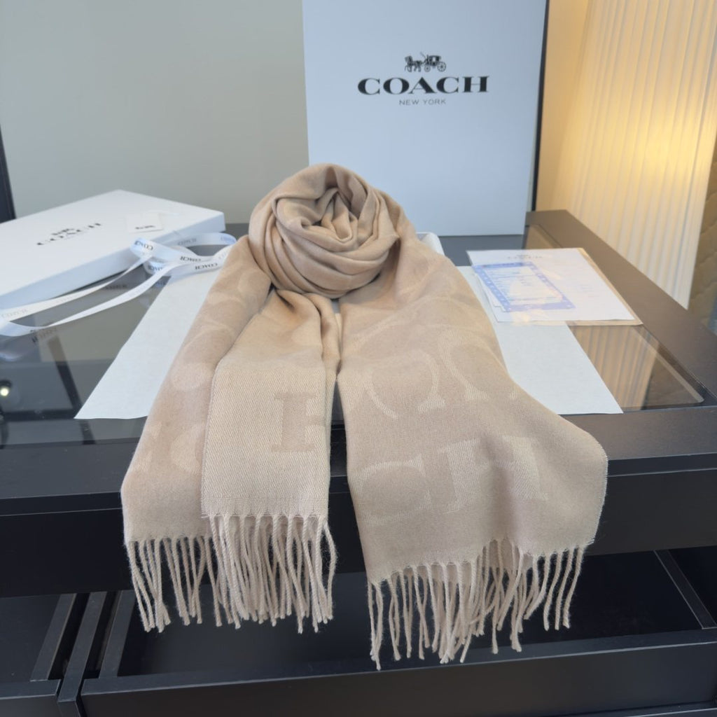 Coach Reversible Monogram Fringed Scarf — front