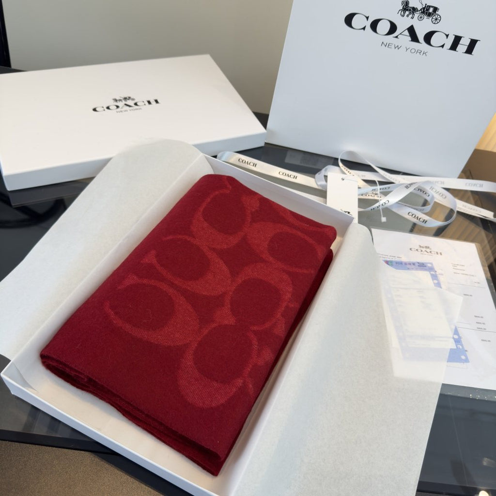 Coach Reversible Monogram Fringed Scarf — side